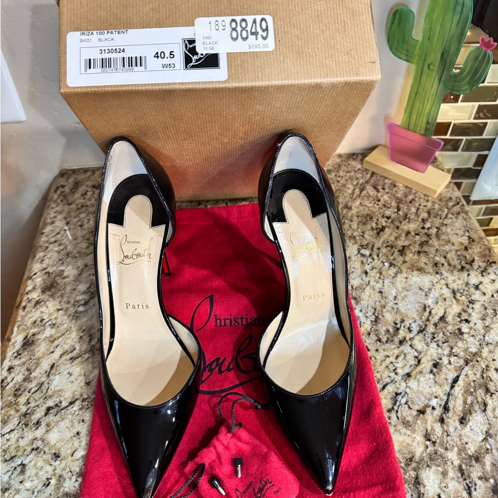 Christian Louboutin Black Patent Leather Pointed Stiletto Pumps - Picture 8 of 8